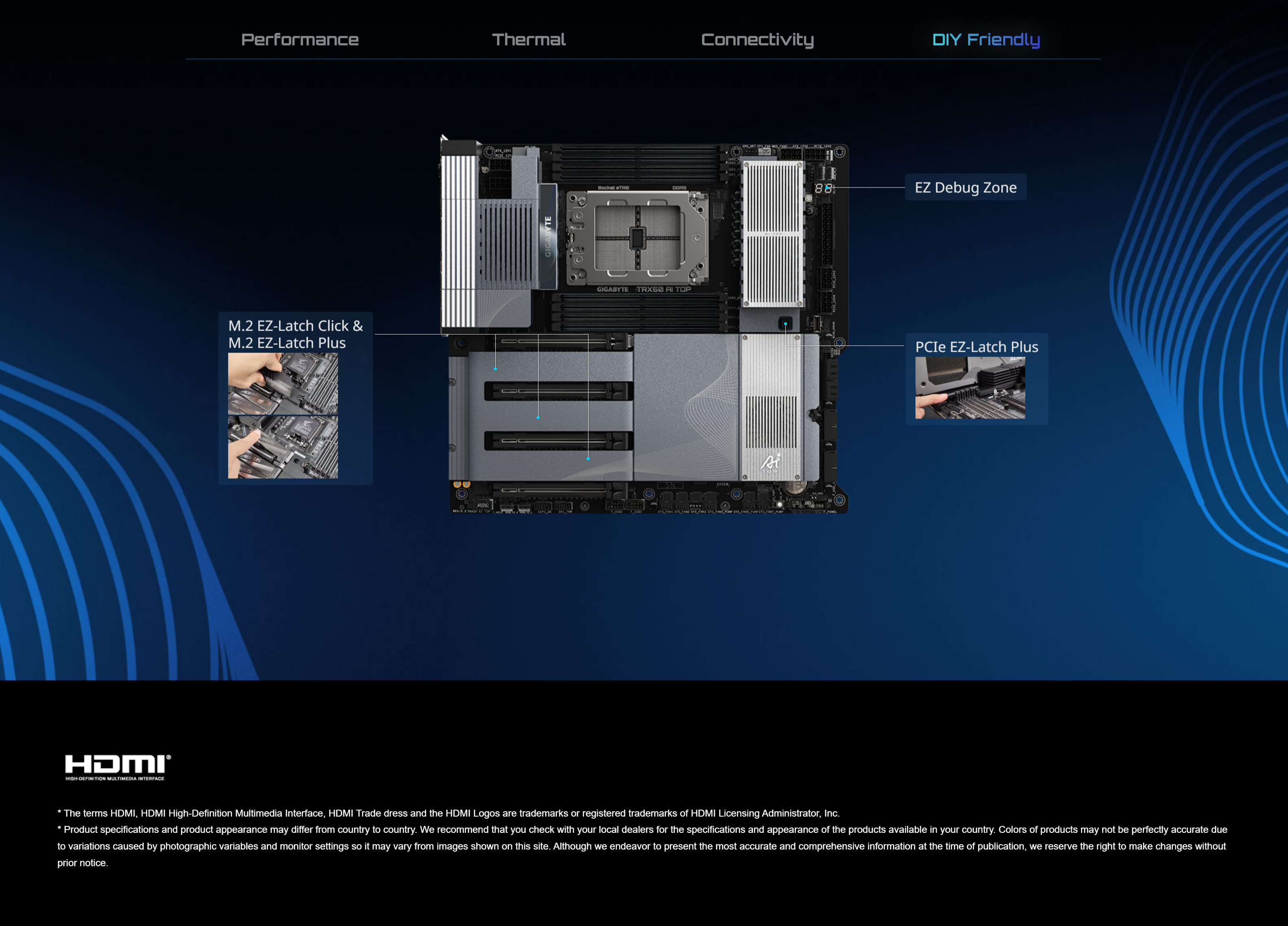 A large marketing image providing additional information about the product Gigabyte TRX50 AI TOP sTR5 eATX Desktop Motherboard - Additional alt info not provided